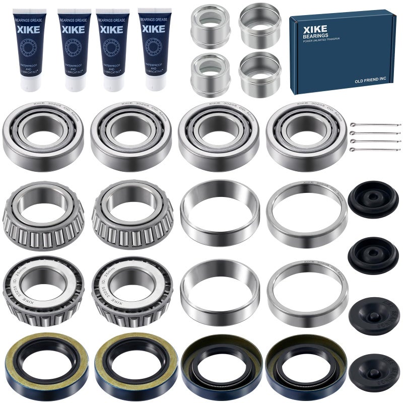 XiKe 4 Set Fits 25mm Axles Trailer Wheel Hub Kit, 30205 Bearings, 473551TB Seal, OD 52mm Dust Cover and Cotter Pin. - Image 2